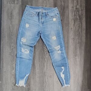 New York & Company Light Wash Ripped Skinny Jeans